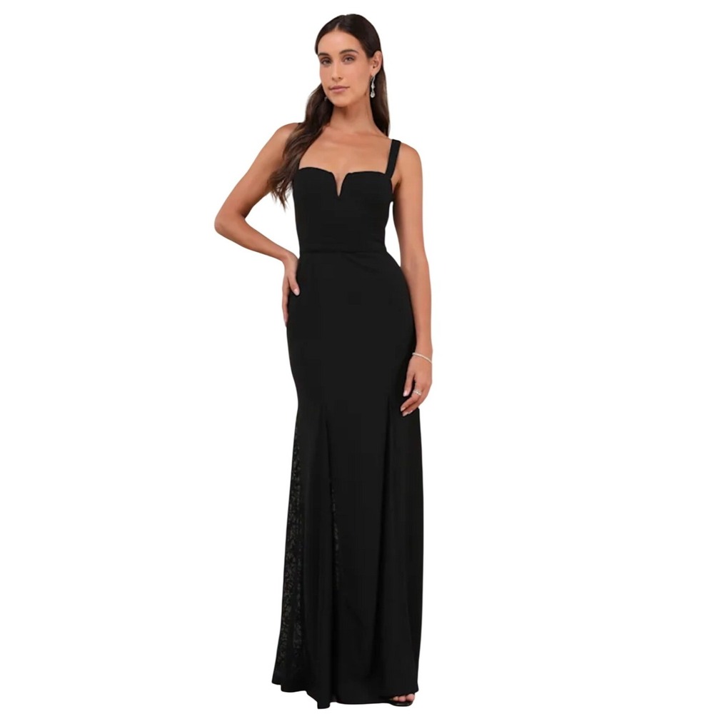 NWT Lulus Flawless Comcept Black Sleeveless A-Line Maxi Dress Sz L Evening Party